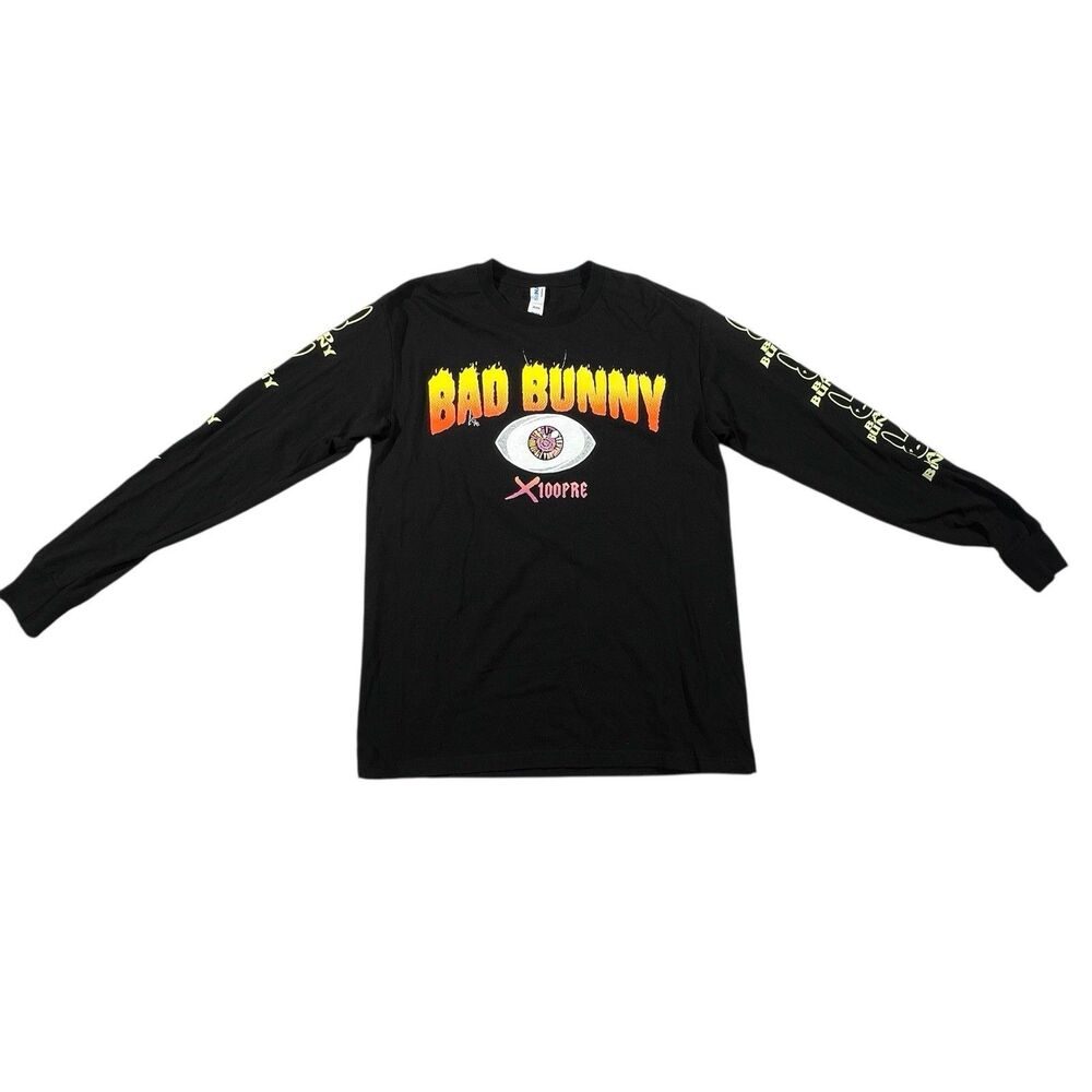 Bad Bunny x100pre Tour Merch Long Sleeve Shirt Medium Black Concert M